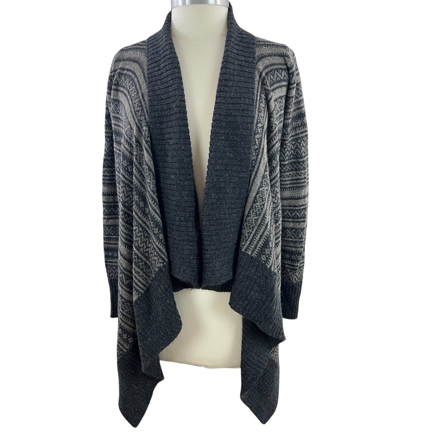 Gray Wool Blend Open Front Knit Cardigan Size Small 