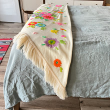 Load image into Gallery viewer, Vintage Canary Island Embroidered Wool Floral Blanket 51x55&quot;
