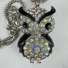 Load image into Gallery viewer, Betsey Johnson Sparkling Rhinestone Owl Pendant Necklace 30&quot;
