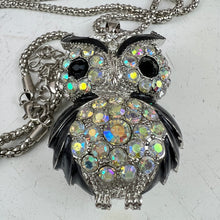 Load image into Gallery viewer, Betsey Johnson Sparkling Rhinestone Owl Pendant Necklace 30&quot;
