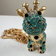 Load image into Gallery viewer, Betsey Johnson Sparkly Baby Giraffe Rhinestone Pendant Necklace 30&quot;
