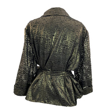 Load image into Gallery viewer, Alex Evenings Gold Bronze Lame Wrap Blouse Top Size 3X
