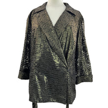 Load image into Gallery viewer, Alex Evenings Gold Bronze Lame Wrap Blouse Top Size 3X
