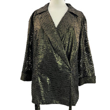 Load image into Gallery viewer, Alex Evenings Gold Bronze Lame Wrap Blouse Top Size 3X
