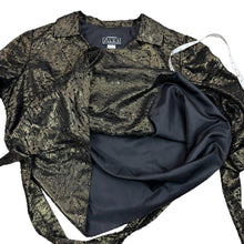 Load image into Gallery viewer, Alex Evenings Gold Bronze Lame Wrap Blouse Top Size 3X
