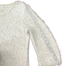 Load image into Gallery viewer, CHICO&#39;S Ivory Eyelash Fuzzy Sweater with Gold Accent Size 3
