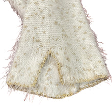 Load image into Gallery viewer, CHICO&#39;S Ivory Eyelash Fuzzy Sweater with Gold Accent Size 3
