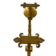 Load image into Gallery viewer, Vintage Fleur de lis Gold iron candelabra wall sconce
