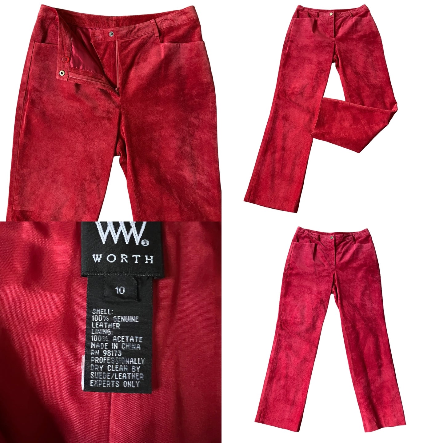 Womens Vintage Red Suede Pants Size 10