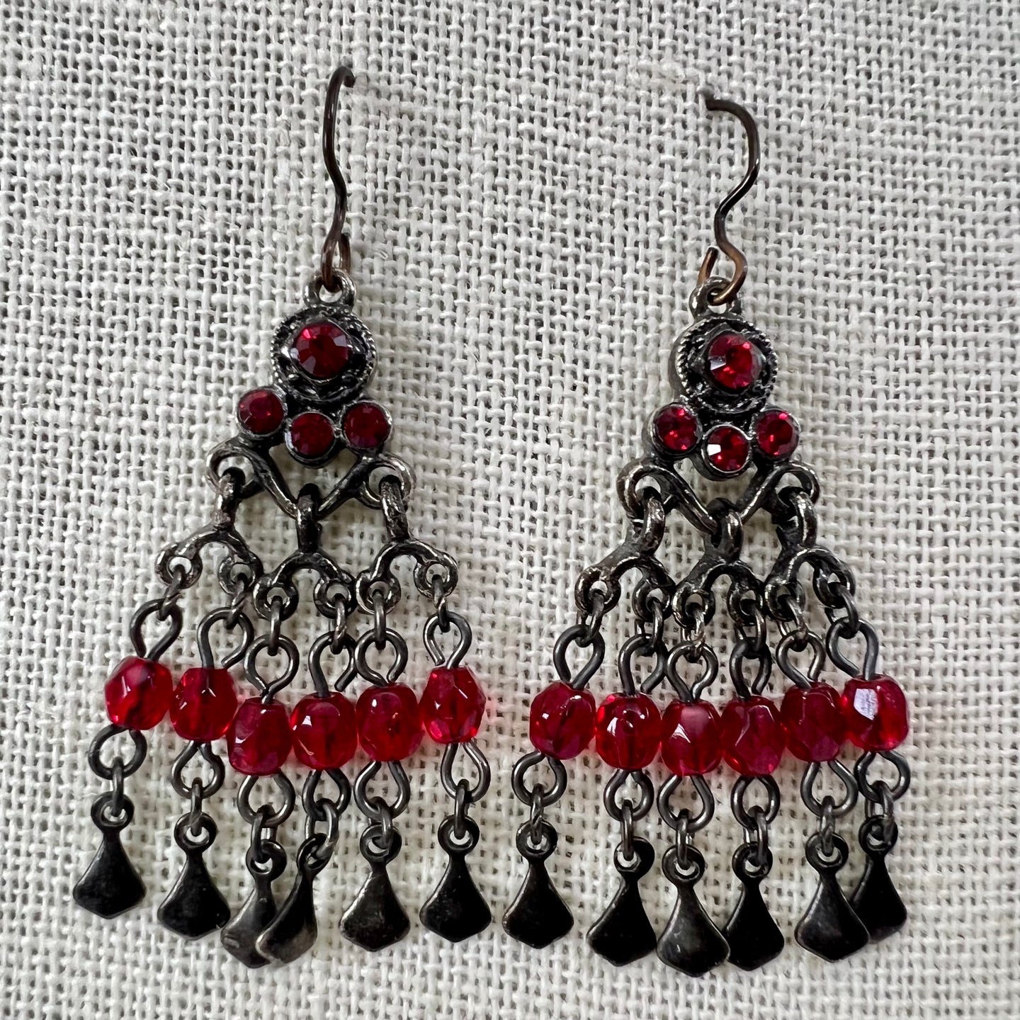Red Glass Chandelier Earrings