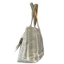 Load image into Gallery viewer, Nancy Gonzalez Erica Soft  Leather Python Tote with Feather Accent
