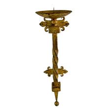 Load image into Gallery viewer, Vintage Fleur de lis Gold Iron Candelabra Wall Sconce
