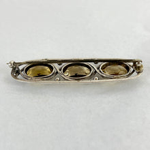 Load image into Gallery viewer, Antique C Clasp Citrine Colored Faceted Stones Brooch 2 1/8&quot;
