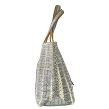 Load image into Gallery viewer, Nancy Gonzalez Erica Soft  Leather Python Tote with Feather Accent
