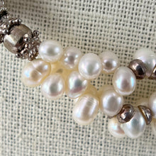 Load image into Gallery viewer, Multi Strand Rice Pearl Necklace with Sterling Silver Accents 17&quot;
