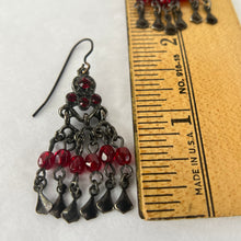 Load image into Gallery viewer, Red Glass Chandelier Earrings
