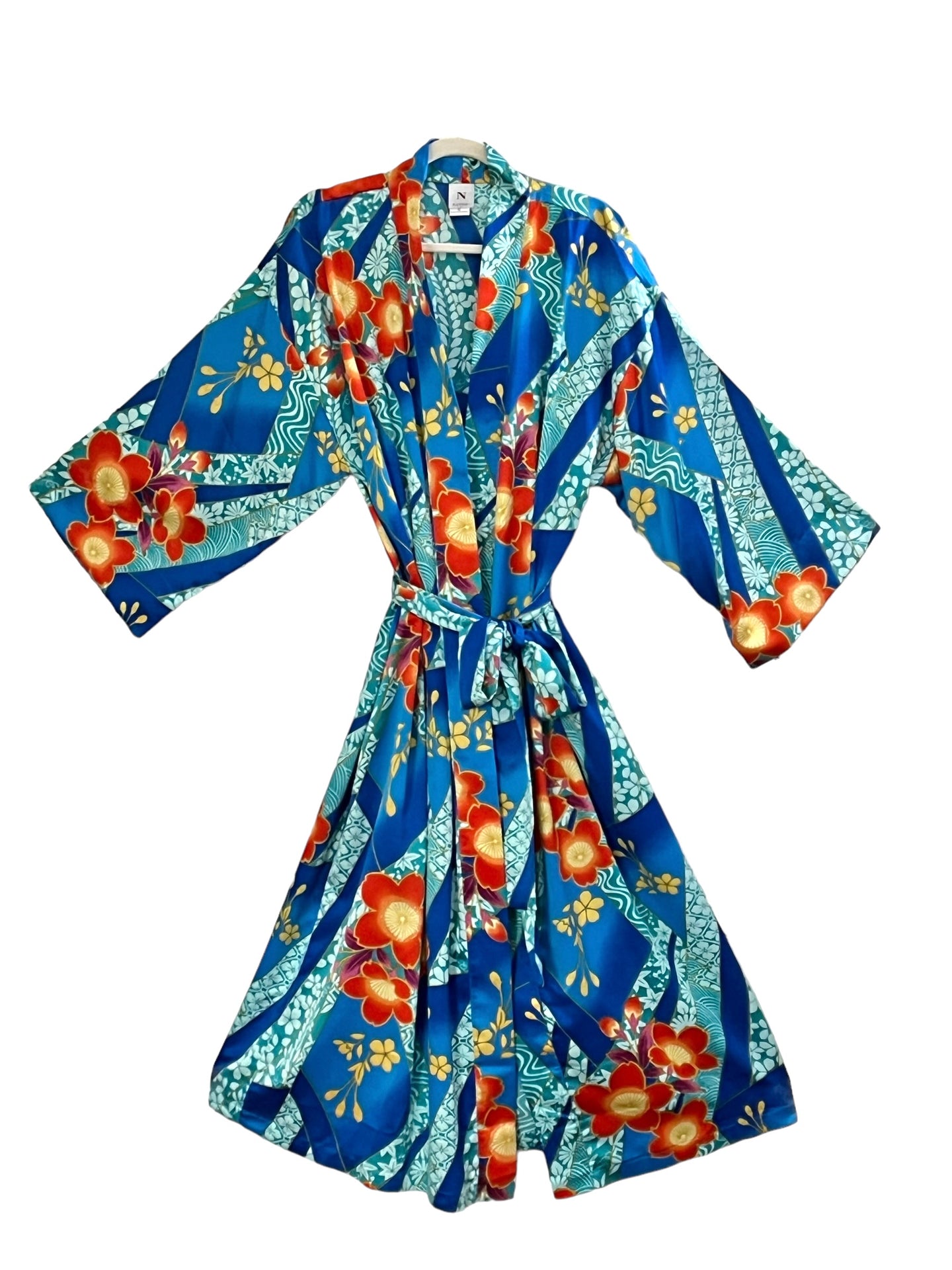 Natori Mikoto Satin Robe Belted w Pockets Size XL