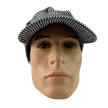 Load image into Gallery viewer, Vintage Train Conductor Cap Blue &amp; White Stripes 7 3/8&quot;
