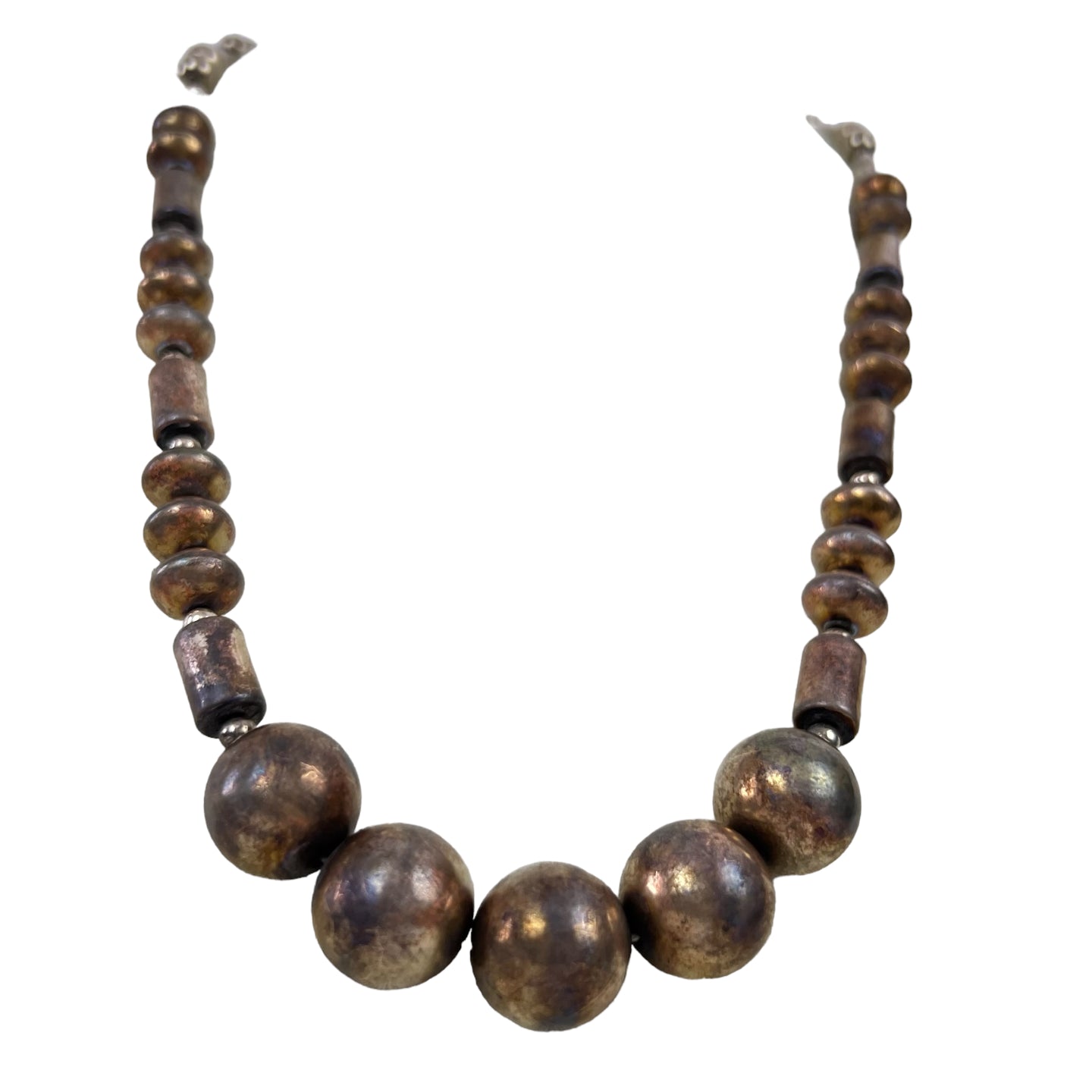Vintage Native American Oxidized  Bead Necklace 24
