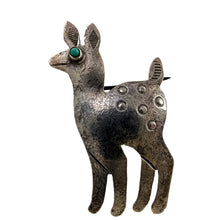 Load image into Gallery viewer, Antique Native American Sterling Silver C Clasp Deer Brooch
