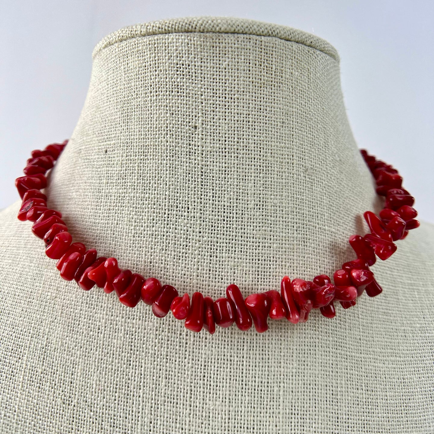 925 Red Branch Coral Bead Necklace 15