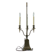 Load image into Gallery viewer, Vintage Brass Bouillotte 3 candlestick Table Lamp

