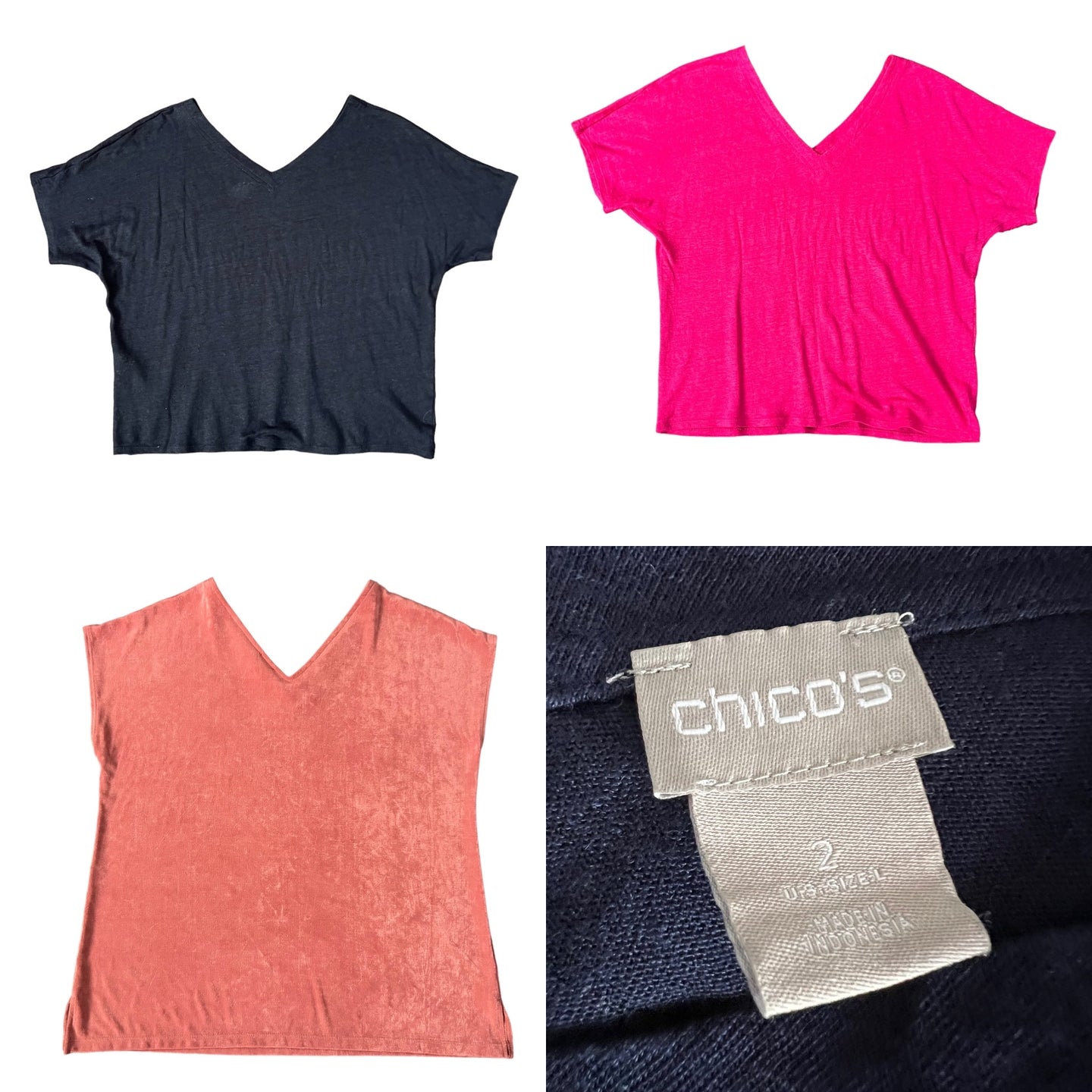 Chico's Linen V Neck Shirts Size 1 and 2