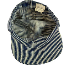 Load image into Gallery viewer, Vintage Train Conductor Cap Blue &amp; White Stripes 7 3/8&quot;
