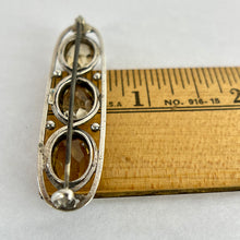 Load image into Gallery viewer, Antique C Clasp Citrine Colored Faceted Stones Brooch 2 1/8&quot;
