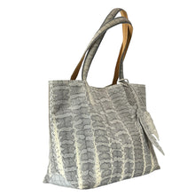 Load image into Gallery viewer, Nancy Gonzalez Erica Soft Python Tote bBag with Feathers
