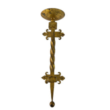 Load image into Gallery viewer, Vintage French Fleur de lis Gold iron candelabra wall sconce
