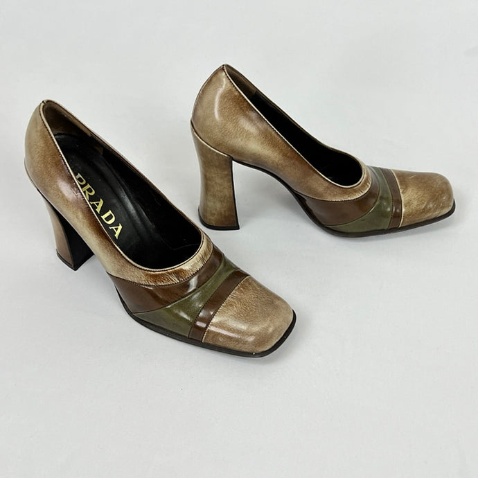 Prada Square Toe Block Heel 37  US/6.5 UK/4