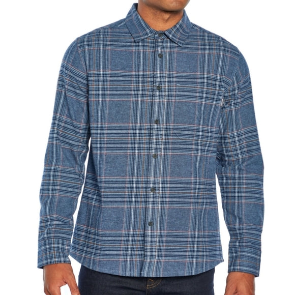 Eddie Bauer Blue Plaid Flannel Shirt 100% Cotton Size Medium
