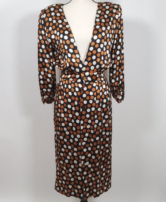 Nieman Marcus  Retro Polka Dot  Dress 100% Silk Size 10