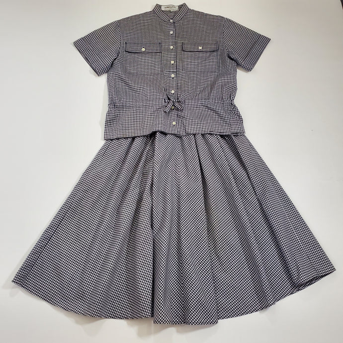 Vintage Jaeger Gingham 2 Piece Skirt & Top Set ,X-Small