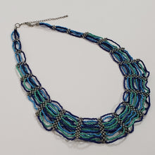Load image into Gallery viewer, Vintage 70&#39;s Seed Bead &amp; Silver Bead Collar Necklace 26.5&quot;

