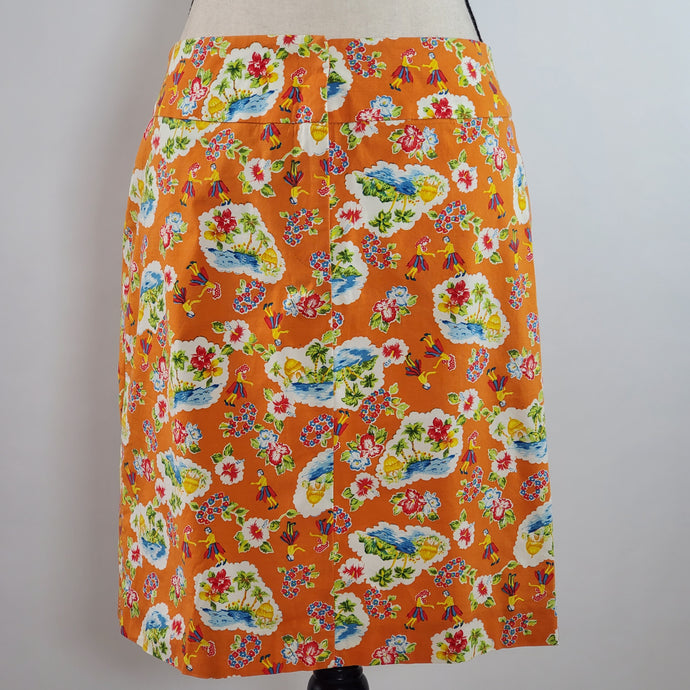 Vintage Hawiian Hula Print Women's Skirt Size 8 Made in USA