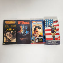 Load image into Gallery viewer, VHS Movie Lot The Outlaw  Witness Sagebrush Trail &amp; Patton
