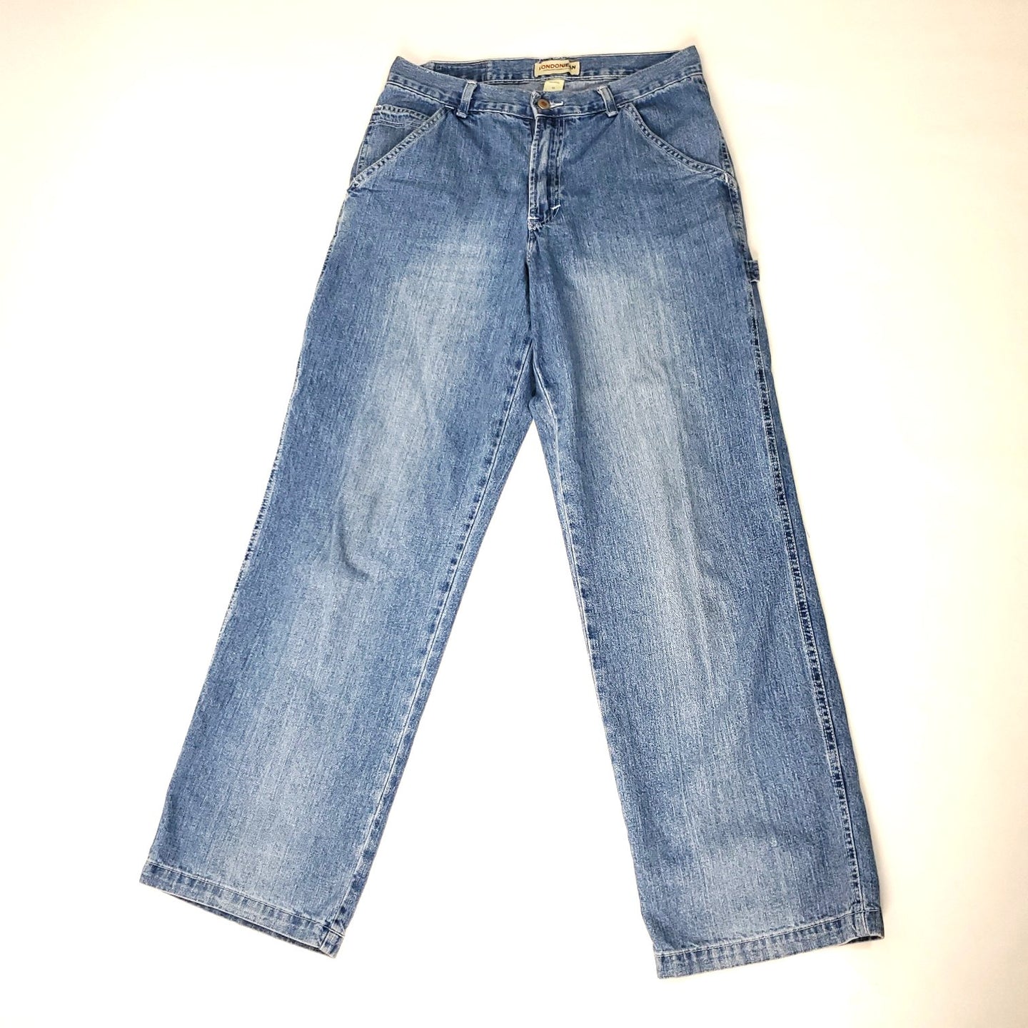 Vintage 90's High Rise Cargo Jeans 100% Cotton Size 10 Waist 30