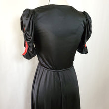 Load image into Gallery viewer, Vintage 70&#39;s Dress Black Pleated Short Sleeve Size Small
