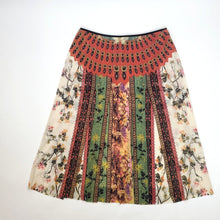 Load image into Gallery viewer, 90&#39;s Vivian Tam Car Wash Panel Skirt  w Bird Garden Mesh Pattern Waist 28&quot;
