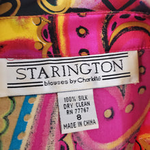 Load image into Gallery viewer, Starington Silk Blouse w Gold Buttons Size 8
