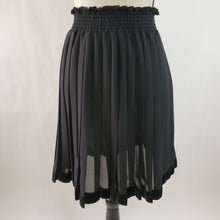 Load image into Gallery viewer, Vintage Black Pleated Sheer Womens Skirt with Velvet Trim - One Size

