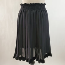 Load image into Gallery viewer, Vintage Black Pleated Sheer Womens Skirt with Velvet Trim - One Size

