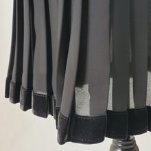 Load image into Gallery viewer, Vintage Black Pleated Sheer Womens Skirt with Velvet Trim - One Size
