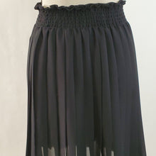 Load image into Gallery viewer, Vintage Black Pleated Sheer Womens Skirt with Velvet Trim - One Size
