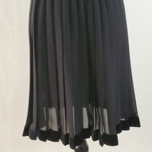 Load image into Gallery viewer, Vintage Black Pleated Sheer Womens Skirt with Velvet Trim - One Size
