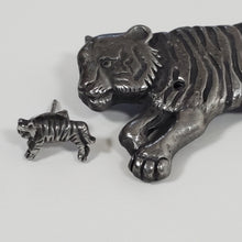 Load image into Gallery viewer, Vintage Tiger &amp; Cubs Brooch &amp; Earrings Set - Silver
