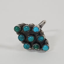 Load image into Gallery viewer, VTG 925 Native American Turquoise Snake Eye Ring Size 5
