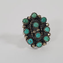 Load image into Gallery viewer, Vintage Native American Turquoise Snake Eye Ring, Silver - Size 5.5
